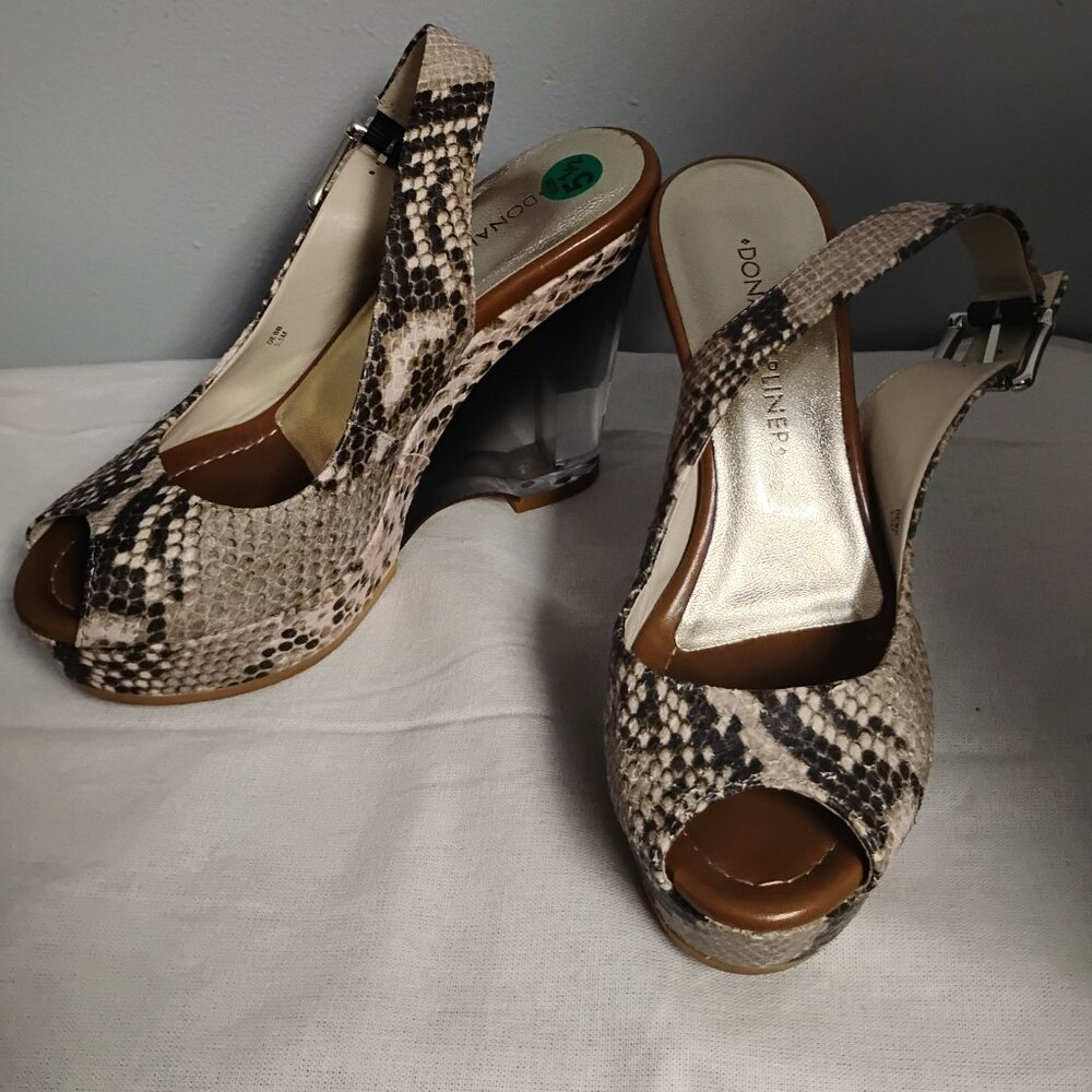 ❤️DONALD J PLINER DJP DEBB SNAKE PRINT ITALIAN MADE OMBRE ACRYLIC HEEL SHOES 5.5